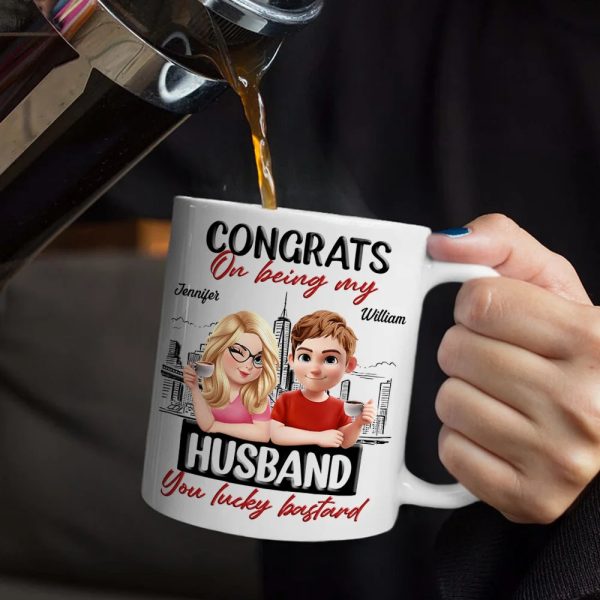 Congrats On Being My Husband Wife 3D Effect Couple - Personalized Mug