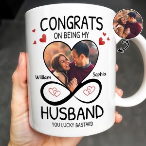 Congrats On Being My Husband With Hearts And Infinite Loop Design - Personalized Custom Coffee Mug - CPL437_MG