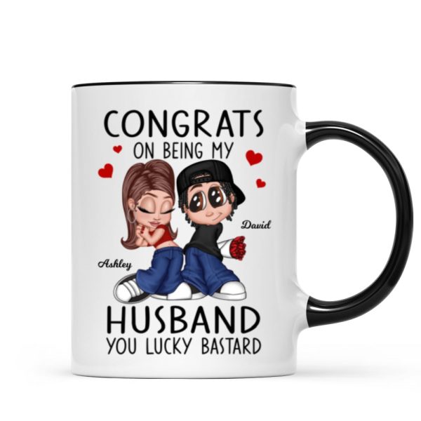 Congrats On Being My Husband You Lucky Bastard, Funny Personalized Mug, Gift For Him