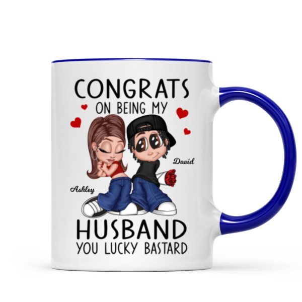 Congrats On Being My Husband You Lucky Bastard, Funny Personalized Mug, Gift For Him