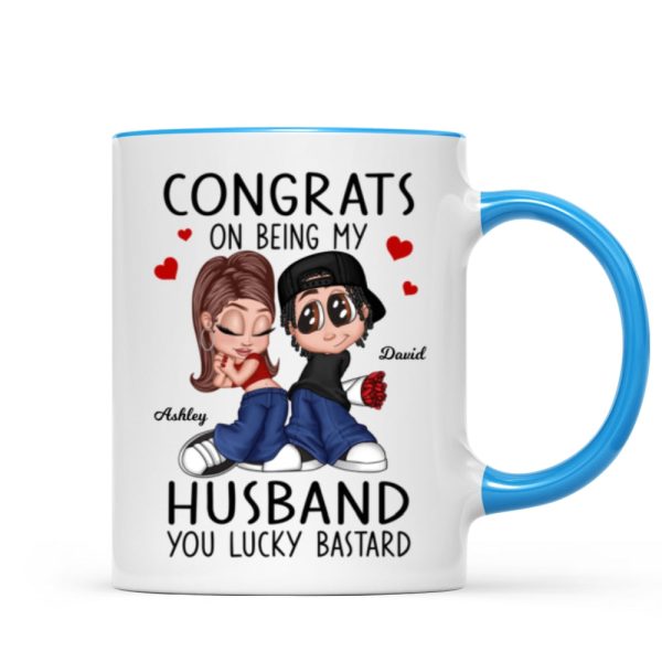 Congrats On Being My Husband You Lucky Bastard, Funny Personalized Mug, Gift For Him