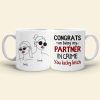 Congrats On Being My Partner In Crime, Gift For Bestie, Peesonalized Mug, Glasses Girl Coffee Mug, Bestie Gift