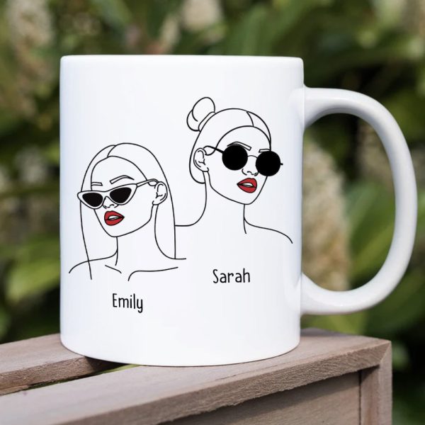 Congrats On Being My Partner In Crime, Gift For Bestie, Peesonalized Mug, Glasses Girl Coffee Mug, Bestie Gift