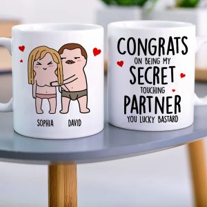 Congrats On Being My Secret Touching Partner-Gift For Couple-Personalized Coffee Mug- Funny Couple