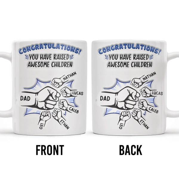 Congratulations! You have raised awesome children, Handshake and Fist Bump - Personalized Custom Coffee Mug - DAD093_MG