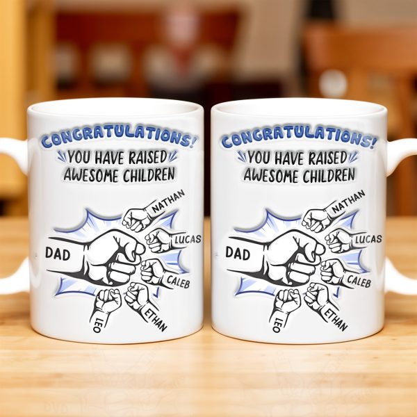 Congratulations! You have raised awesome children, Handshake and Fist Bump - Personalized Custom Coffee Mug - DAD093_MG