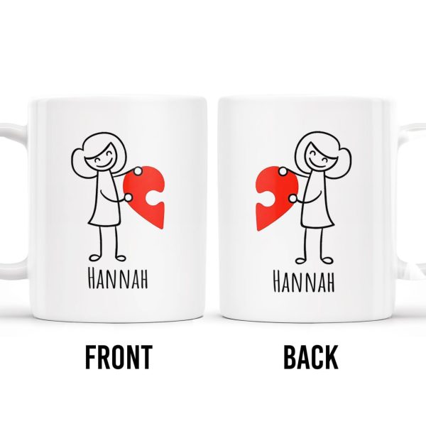 Connecting Hearts Puzzle Heart Design - Personalized Custom Coffee Mug - CPL148_MG