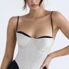 Contrast Satin Bustier Corset Top