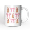 Coquette Bunny Pink Bow Easter Personalized Mug, Cute Girly Bunny Spring Gift with Custom Name