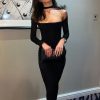 Corset Midi Dress With Mesh Long Sleeve