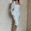 Corset Midi Dress With Mesh Long Sleeve