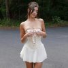 Corset Ribbon Tie-Up Frill Mini Dress