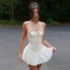 Corset Ribbon Tie-Up Frill Mini Dress