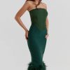 Corset Tube Fur Trim Bodycon Midi Dress