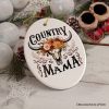 Country Mama Floral Vintage Ornament, Western Buffalo Skull Christmas Gift for Moms