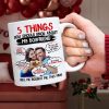 Couple, 5 Things, My Boyfriend, Custom Photo Coffee Mug, Valentine Gift, Couple Gift