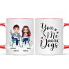 Couple And Dogs Sitting Personalized Mug