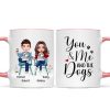 Couple And Dogs Sitting Personalized Mug
