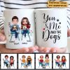 Couple And Dogs Sitting Personalized Mug