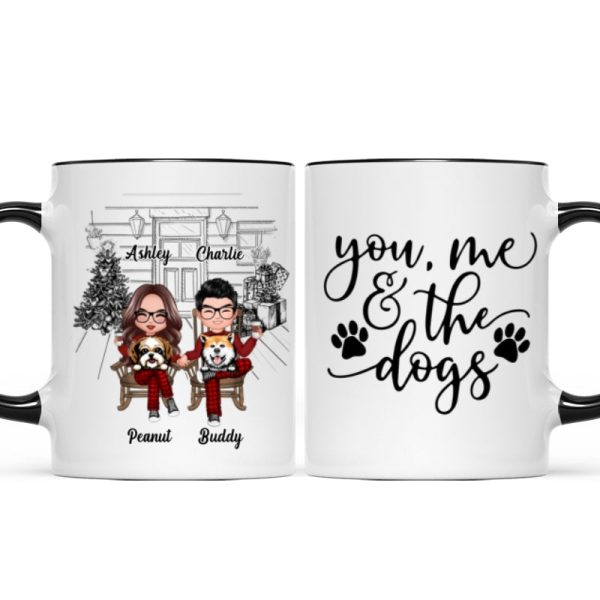 Couple And The Dogs Front Porch Personalized Christmas Mug