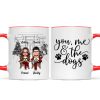 Couple And The Dogs Front Porch Personalized Christmas Mug