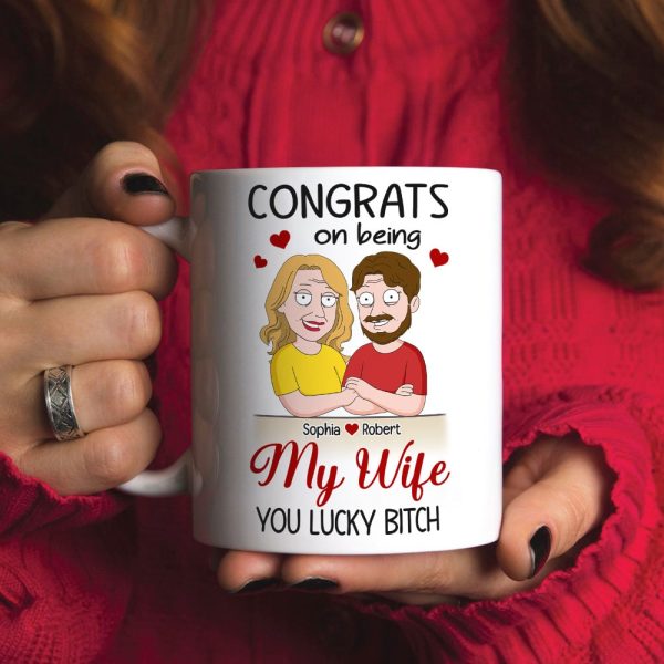Couple, Congrats On Being My Wife, Personalized Mug, Gift For Couple, 01NATI190723HH