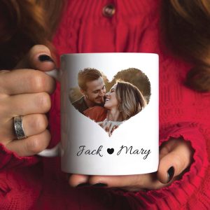 Couple Heart Upload Photo, Personalized Coffee Mug, Valentine Gift, Birthday Gift For Him/Her
