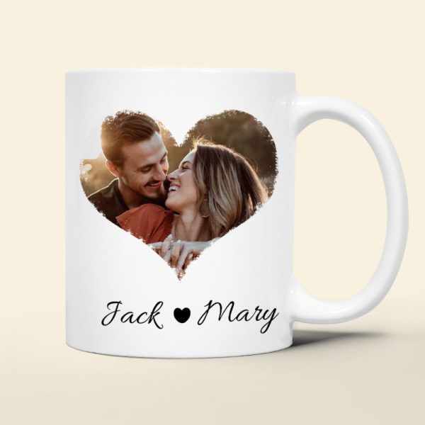 Couple Heart Upload Photo, Personalized Coffee Mug, Valentine Gift, Birthday Gift For Him/Her