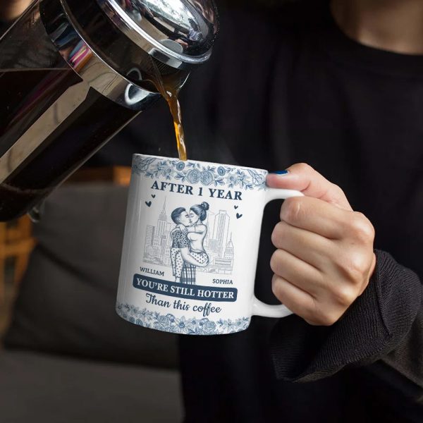 Couple Hotter Than This Coffee Toile De Jouy Pattern - Personalized White Edge-to-Edge Mug