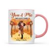 Couple Hugging Kissing In Fall Park Personalized Mug
