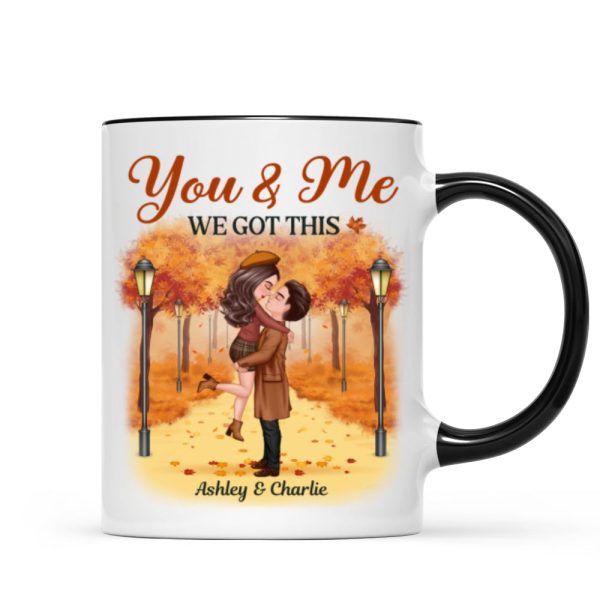 Couple Hugging Kissing In Fall Park Personalized Mug