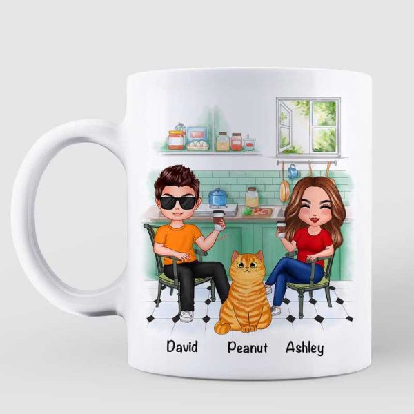 Couple In Kitchen Cat Mom Cat Dad Gift Personalized Mug