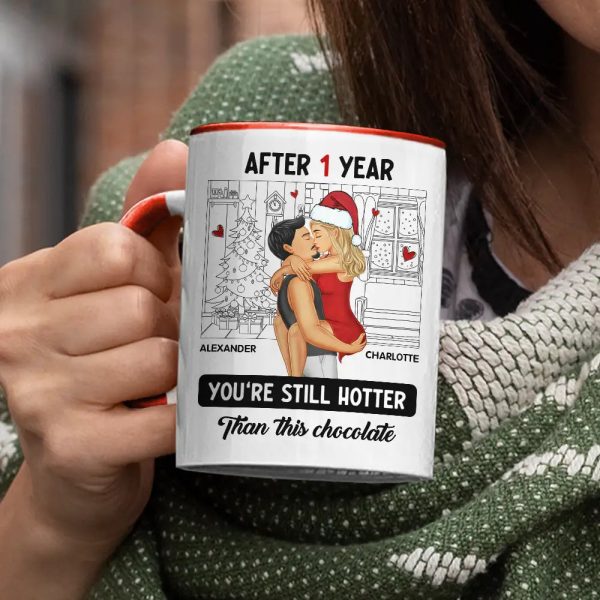 Couple Kissing After Years Hotter Than This Chocolate - Personalized Accent Mug