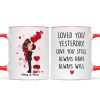 Couple Kissing Loved You Yesterday Gift For Him For Her - Personalized Mug