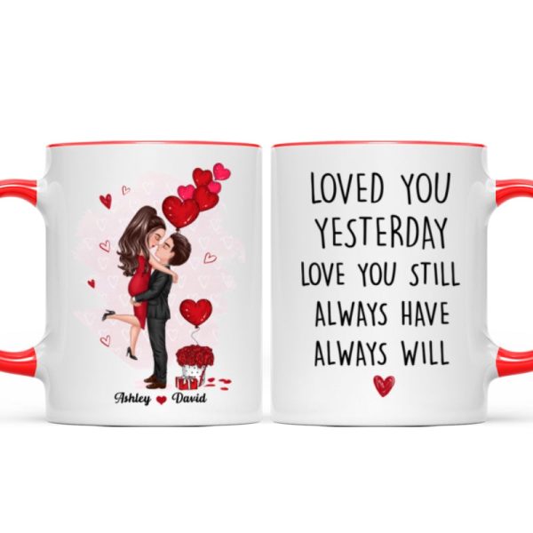 Couple Kissing Loved You Yesterday Gift For Him For Her - Personalized Mug