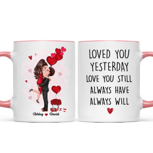 Couple Kissing Loved You Yesterday Gift For Him For Her - Personalized Mug