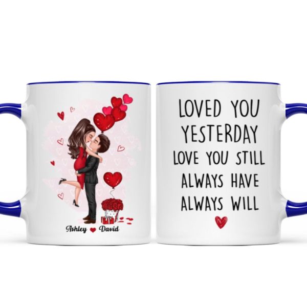 Couple Kissing Loved You Yesterday Gift For Him For Her - Personalized Mug