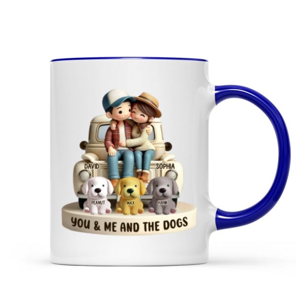 Couple On Truck You Me And The Dog Cats Personalized Mug, Heartfelt Gift For Couple, For Dog Lovers, Cat Lovers, Pet Lovers