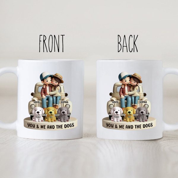 Couple On Truck You Me And The Dog Cats Personalized Mug, Heartfelt Gift For Couple, For Dog Lovers, Cat Lovers, Pet Lovers