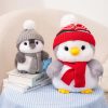 Couple Penguin Plush Pillow with Hat and Scarf