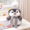Couple Penguin Plush Pillow with Hat and Scarf