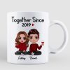 Couple Sitting - Personalized Mug - Anniversary Gift For Him, Gift For Her