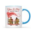 Couple Sitting Back View Under Heart Tree Personalized Circle Mug