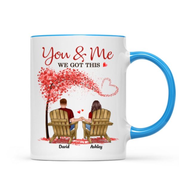 Couple Sitting Back View Under Heart Tree Personalized Circle Mug