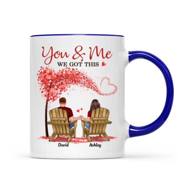 Couple Sitting Back View Under Heart Tree Personalized Circle Mug
