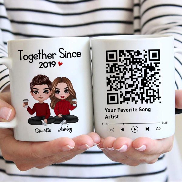 Couple Sitting Together Since Favorite Song QR Code Personalized Mug