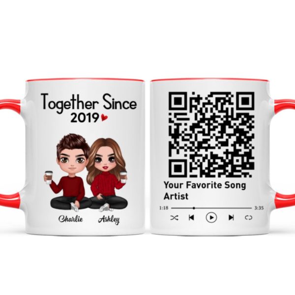 Couple Sitting Together Since Favorite Song QR Code Personalized Mug
