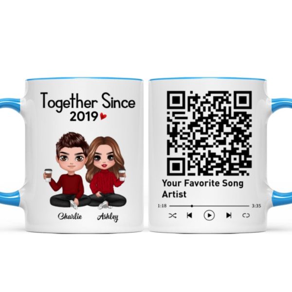 Couple Sitting Together Since Favorite Song QR Code Personalized Mug
