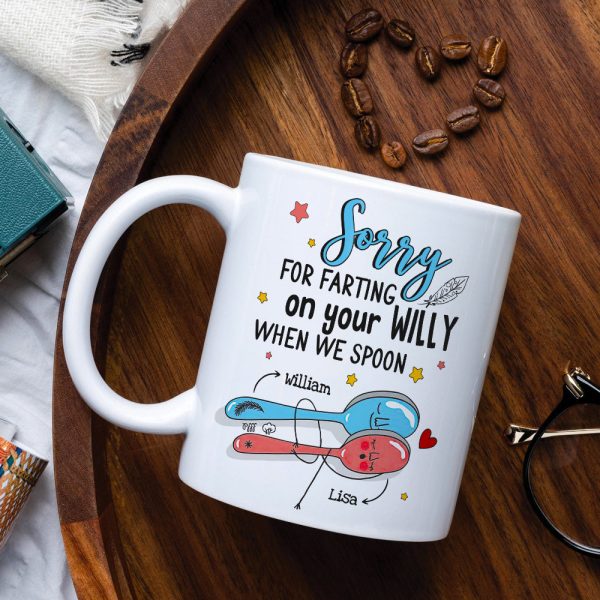 Couple Sorry For Farting On Your Willy When We Spoon - Personalized White Mug