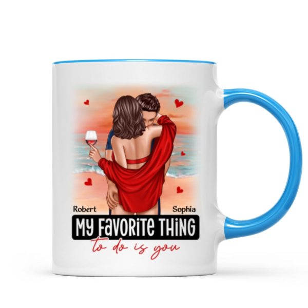 Couple Standing Kissing At Beach Personalized Mug
